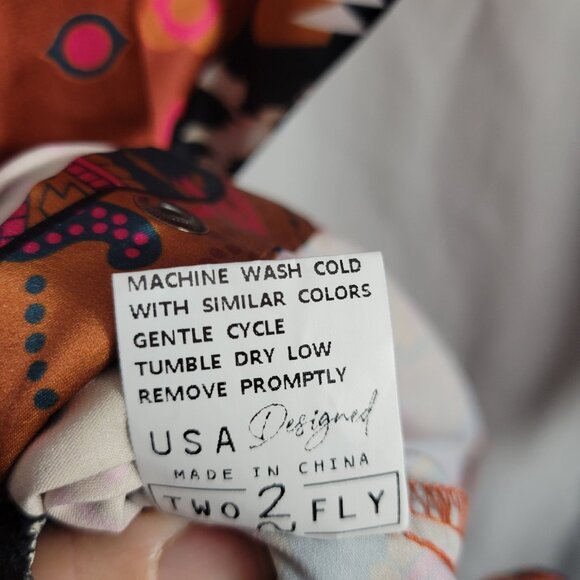 Two 2 Fly Blouse Eclectic 90s XL Grandmillenial Retro Y2K BOHO top snap closure - Picture 12 of 12